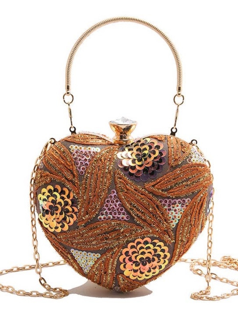 Gold Sequin Heart Evening Bag - Elegant Women’s Clutch